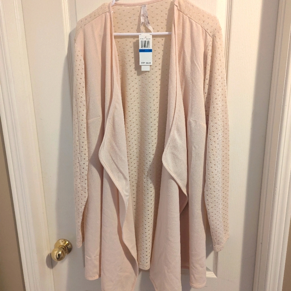 Melissa McCarthy Seven7 Blush Open-Front Draped Cardigan
